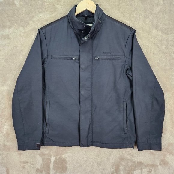 Geox Respira Full Zip Jacket Men's US Size 38 Pockets Black Long Sleeve Outdoors - Picture 1 of 10